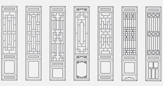 海沧常用中式仿古花窗图案隔断设计图